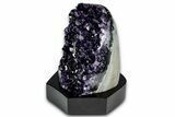 Deep Purple Amethyst Geode With Wood Base - Uruguay #342763-1